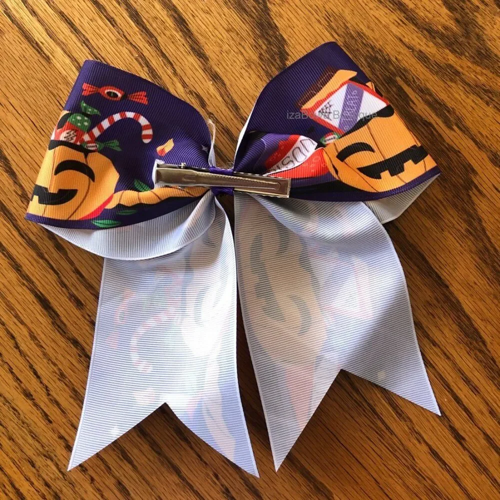 Halloween Print Cheer Bow  5B4073  Handmade Boutique